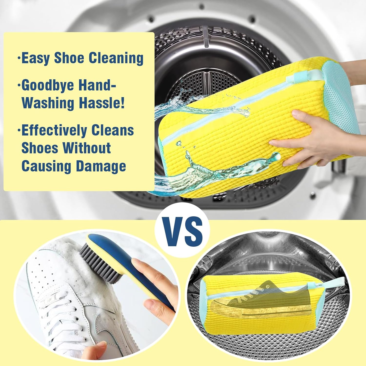 Shoe Washing Bag Laundry Shoe Cleaning Bag Shoe Bag for Washing Machine Trainer Sneaker Wash Bag Reusable with Zipper (1PC) image number 2