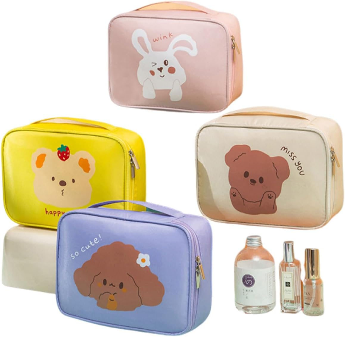 Adorable Women'S Makeup Bag - Large Capacity Travel Cosmetic, Handheld & Portable (Pink)