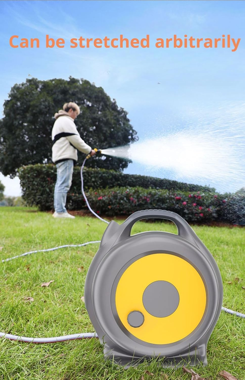 Retractable Garden Hose Reel, 22M Garden Pressure Washer Hoses Reel Cart with 10-Pattern Spray Nozzle, with Hose Guide, Multifunctional for Car Washing, Vegetable Watering Outdoor Cleaning (22M) image number 5