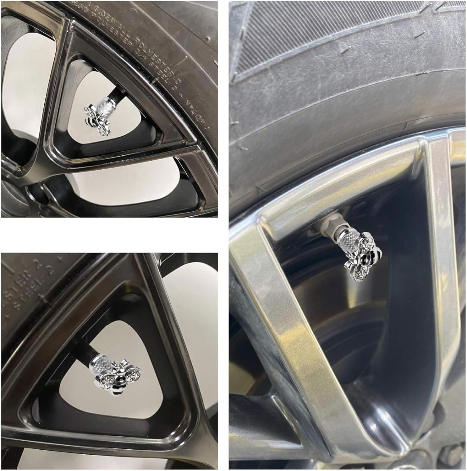 4 PCS Bee Tire Valve Stem Caps, Universal ABS Aluminium Alloy Dustproof Tire Valve Stem Covers for Cars, SUV, Trucks, Motorcycles, Bikes (Bee) - Demon image number 5