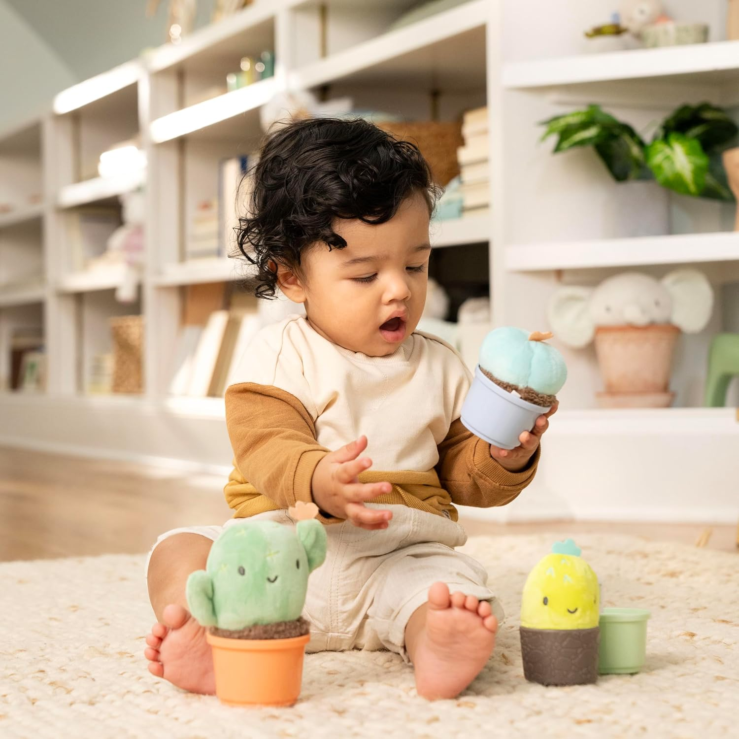 Ingenuity Calm Springs Nesting Rattles for Baby 3 Months & Up, Stackable Toys, Bpa-Free Multi-Texture Rattle Set of 3, Unisex image number 4