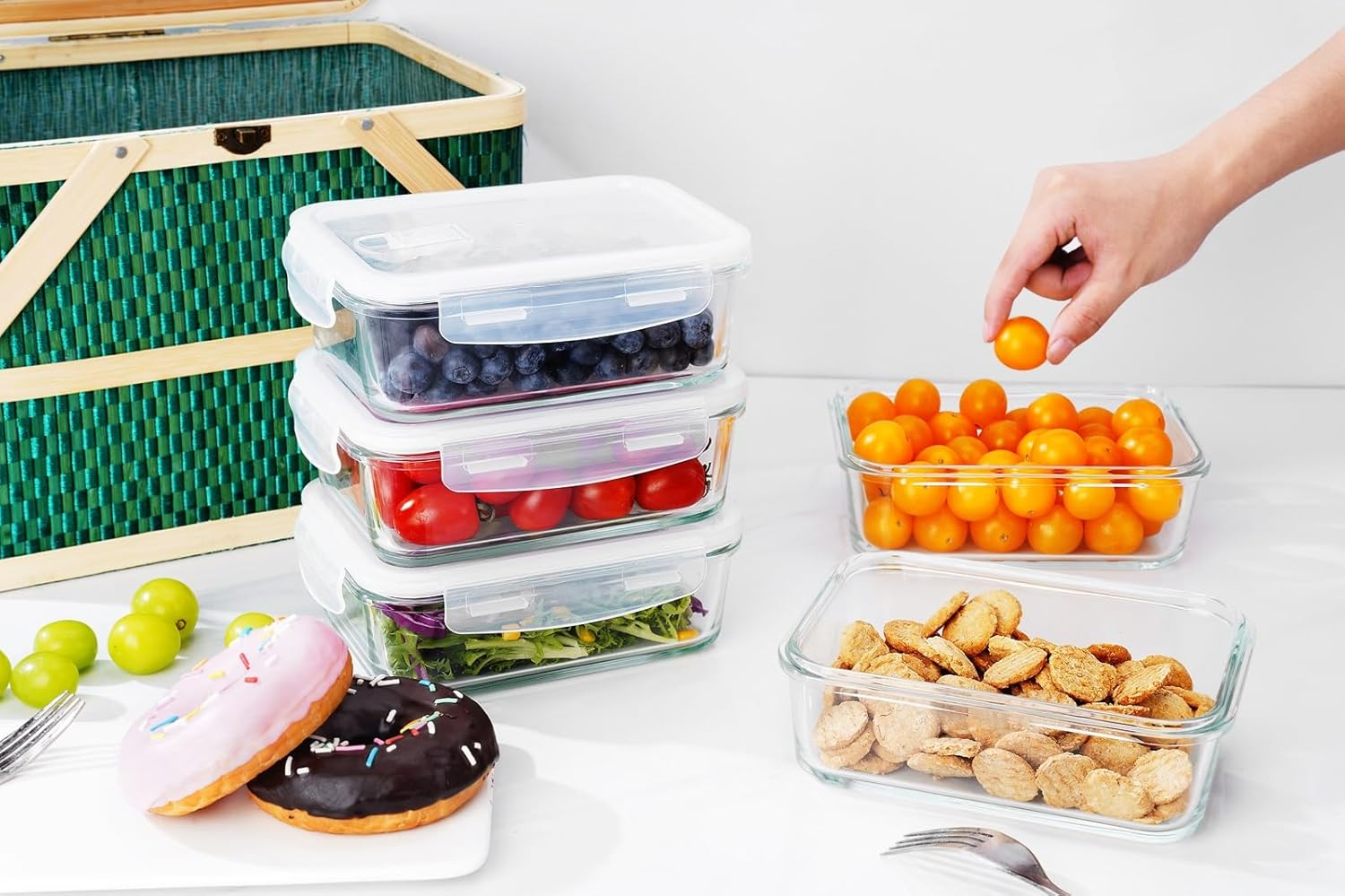 D.M DESIGN&middot;MASTER [5 Pack, 30 OZ - Glass Meal Prep Containers, Glass Food Storage Containers with Lids, Glass Lunch Containers, Dishwasher Microwave Freezer Oven Safe image number 1