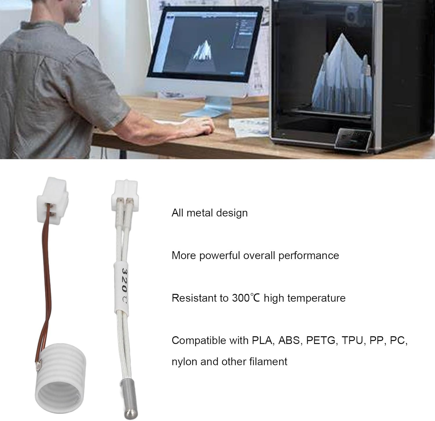 Ceramic Heater Thermistor Kit 60W for CREALITY K1/K1 Maximum, 3D Printer Hotend Replacement Accessories, Creality K1 Thermistor, K1 Max Thermistor, Creality Thermistor image number 6