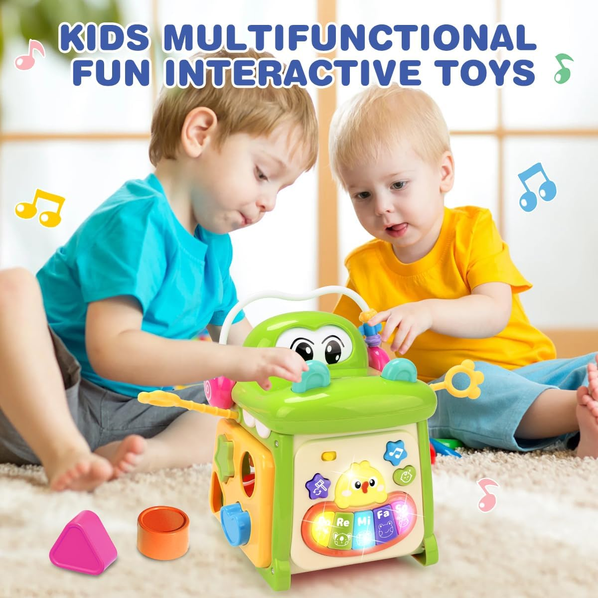 8 in 1 Baby Activity Cube,Montessori Toys for Toddler 1 2 3 Year Old ，Educational Learning Fine Motor Musical Toy for Baby Toddler Kid, First Birthday Toy Boys & Girls Age 2 3 4+ image number 5