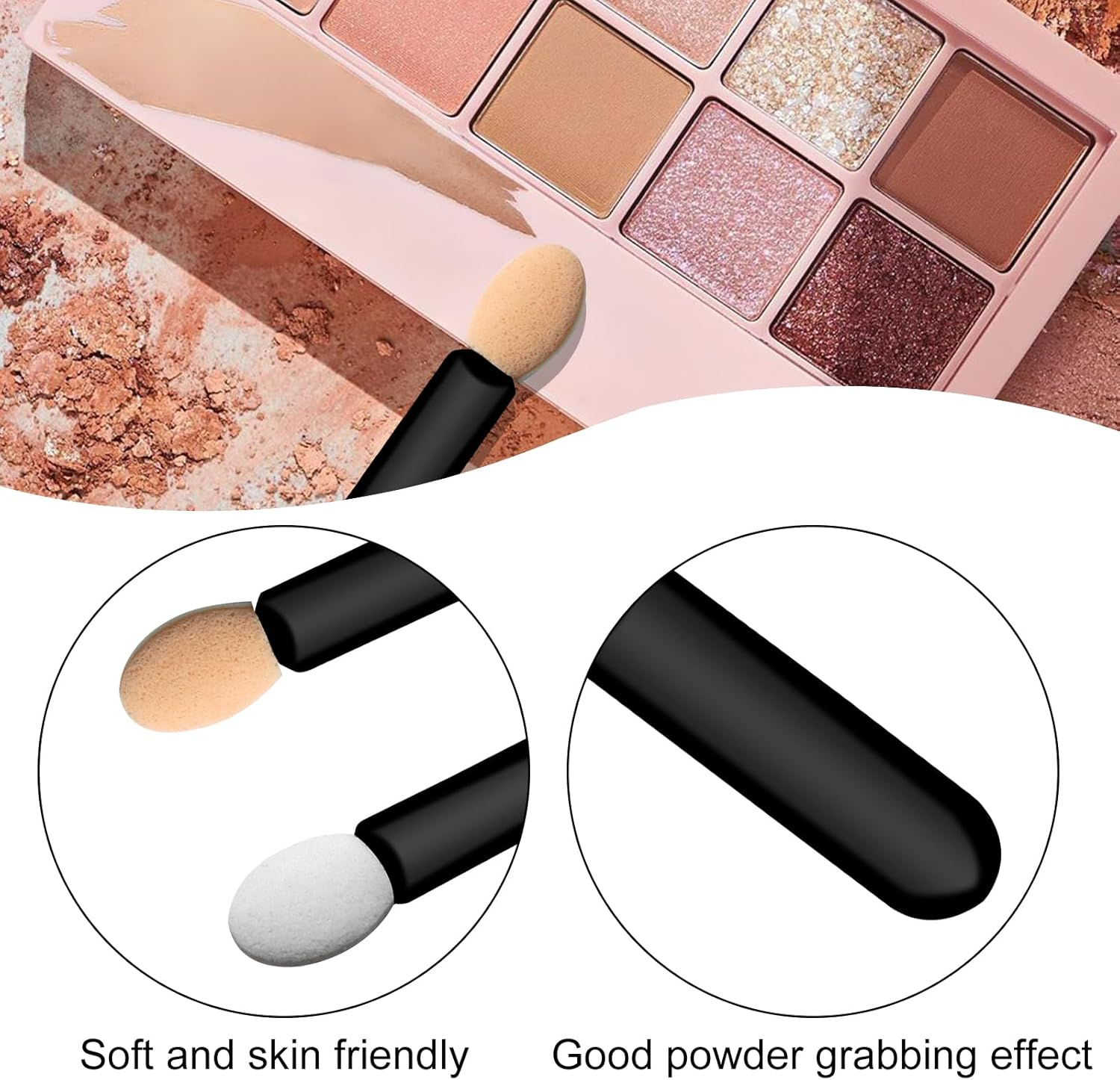 Eyeshadow Applicators Sponge Tip,120 Pcs Small Disposable Eye Shadow Applicators Sticks Double Sided 1.57Inch Portable Travel Mini Eye Makeup Brushes Short Eyeshadow Brushs for Makeup,Nail Art image number 1