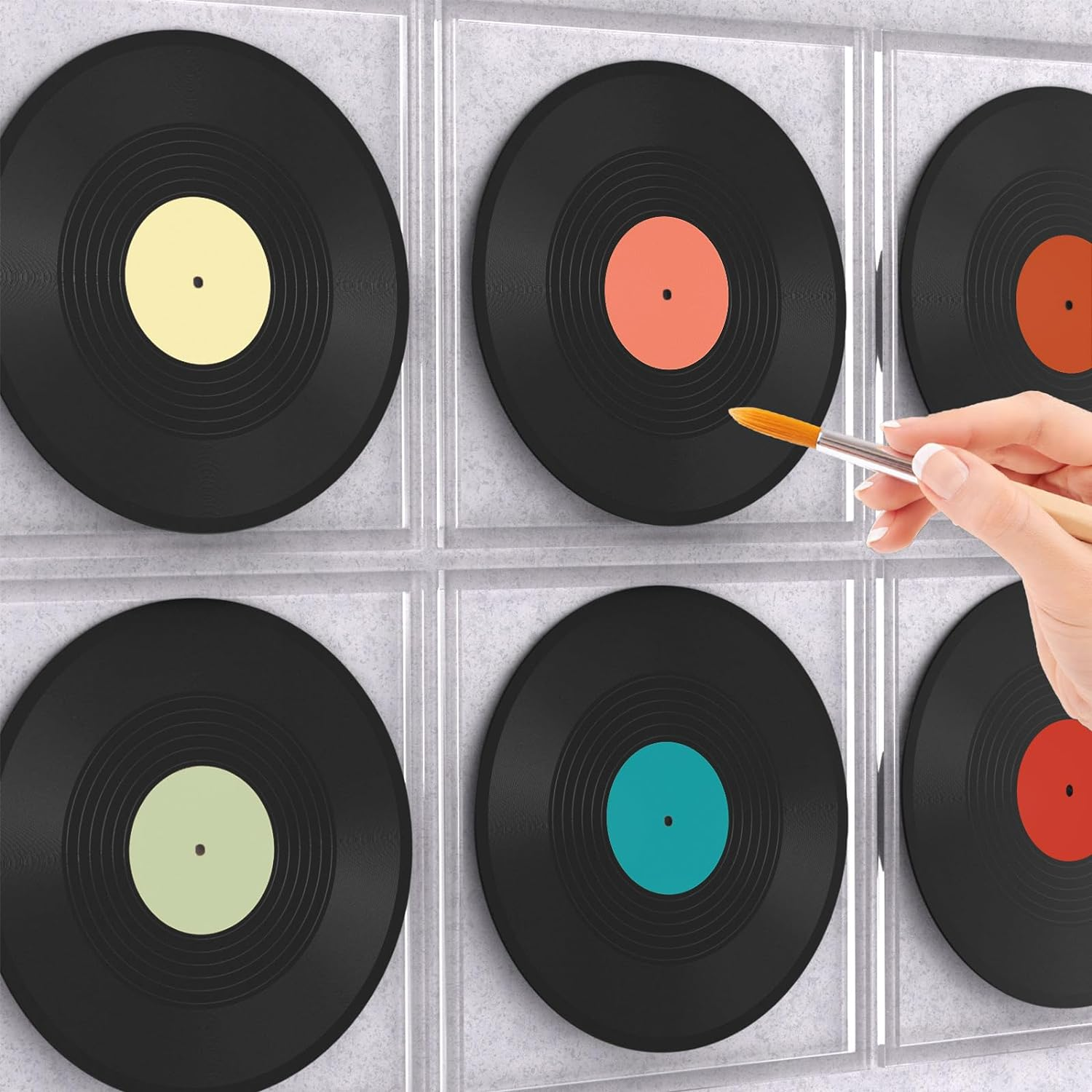 Facmogu 6 Pack 12In Blank Vinyl Record Decor, Fake Vintage Record for Indie Wall Aesthetic Room, 70S 80S 90S Rock & Roll Music Party Decor, Retro Craft Display Records for Home Living Room image number 4