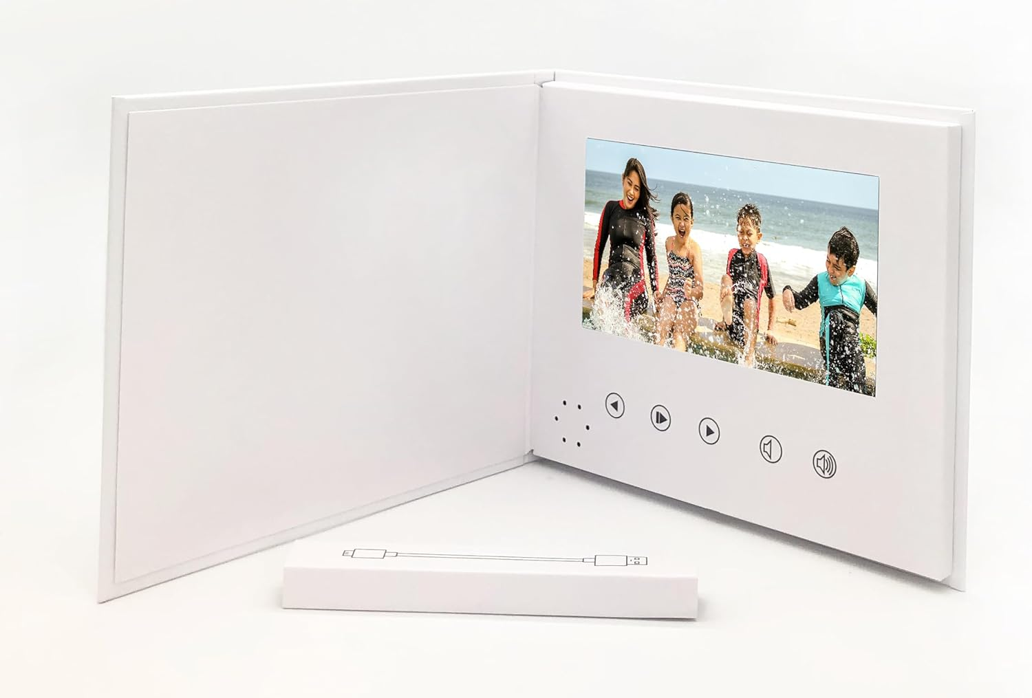 7" IPS Video Memory Book - 'Wedding Day' Silver Foiled on Cover - A5 Hard Backed Video Brochure - 4GB Memory, Allows 4 Hours Playtime image number 1