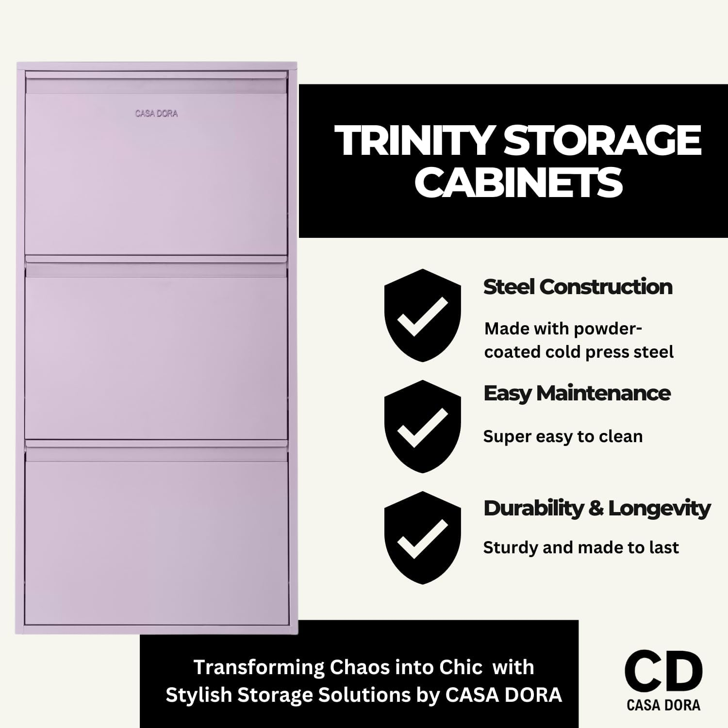 Shoe Cabinet with 3 Flip Drawers - Slim Shoe Storage Cabinet for Bedroom Hallway Home Decor - Entryway Shoe Cabinet Storage, Durable & Long Lasting Shoe Rack Storage (Light Grey) image number 3