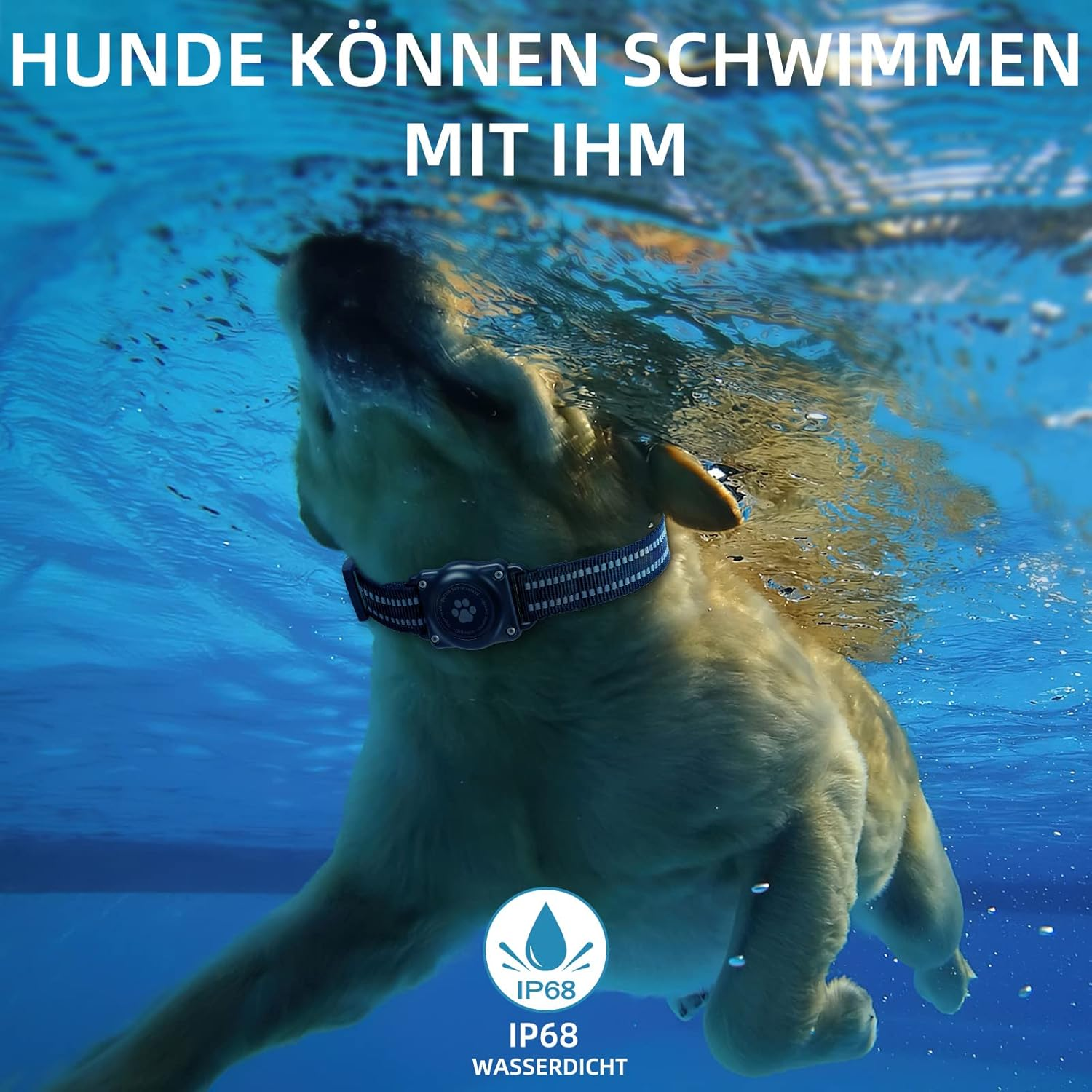 Airtag Dog Collar, 100% Waterproof Integrated Apple Airtag Dog Collars, Reflective GPS Dog Collar with Hard PC Airtag Holder Case for Small and Large Dogs (Black) image number 1