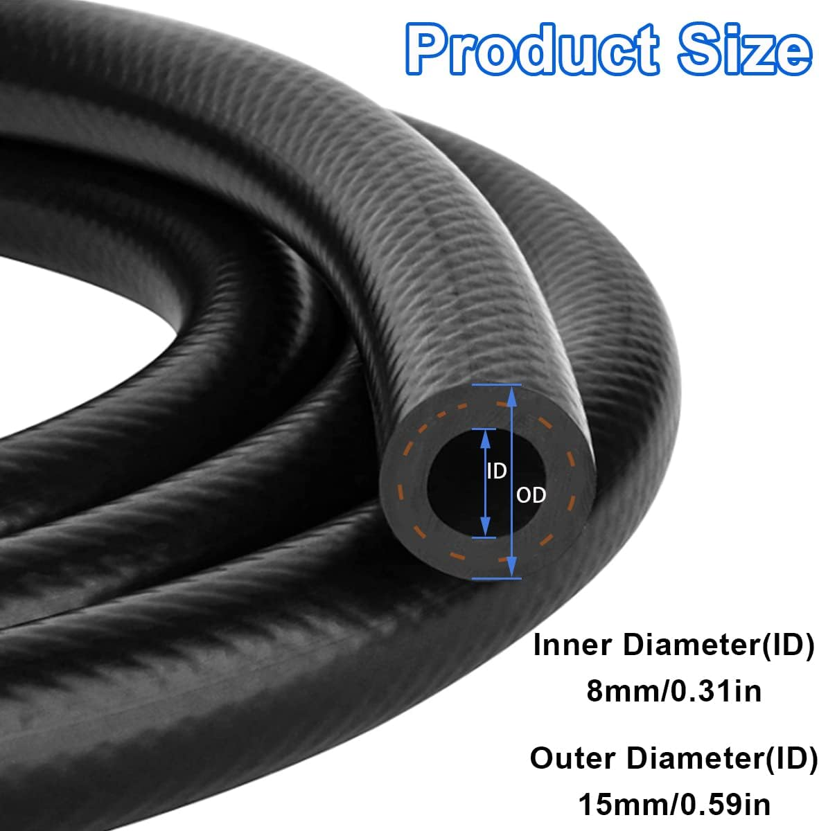 Tnisesm 5/16"(8MM) Inch ID Fuel Line Kits, 2 Meter / 6-Foot Fuel Line + 2Pcs 1/4 Inch X 5/16 Inch Gas Inline Fuel Filters with Magnet +10 Pcs 15/32''-9/16'' Mini Fuel Hose Clamps Adjustable