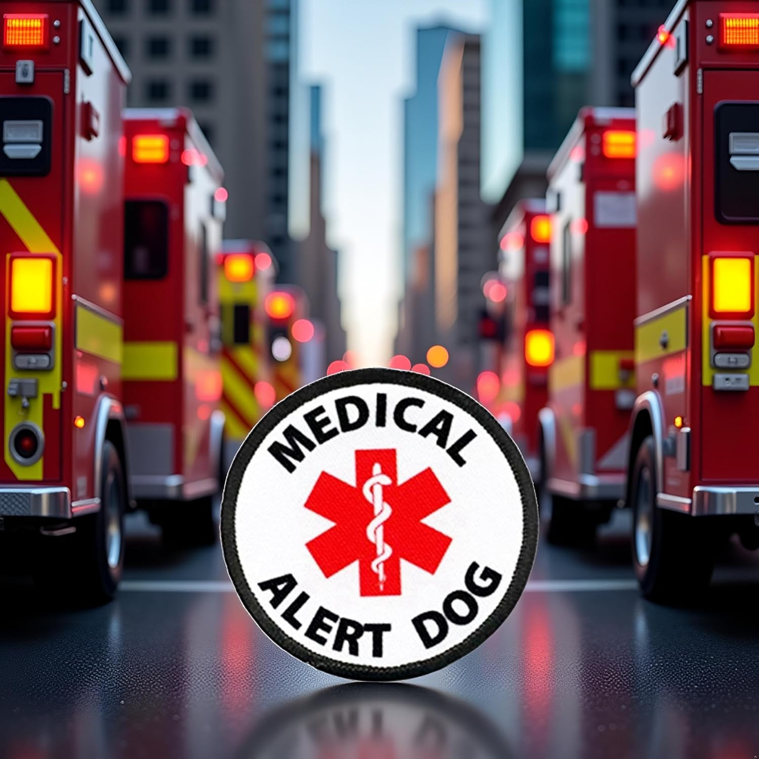 8CM / 3.12Inch Medical Alert Dog Service Dog Patch, Emergency Medical Services Dog Vest Patches, Tactical Hook Loop Embroidery Patch Dog Vest Harnesses (Medical Alert) image number 5