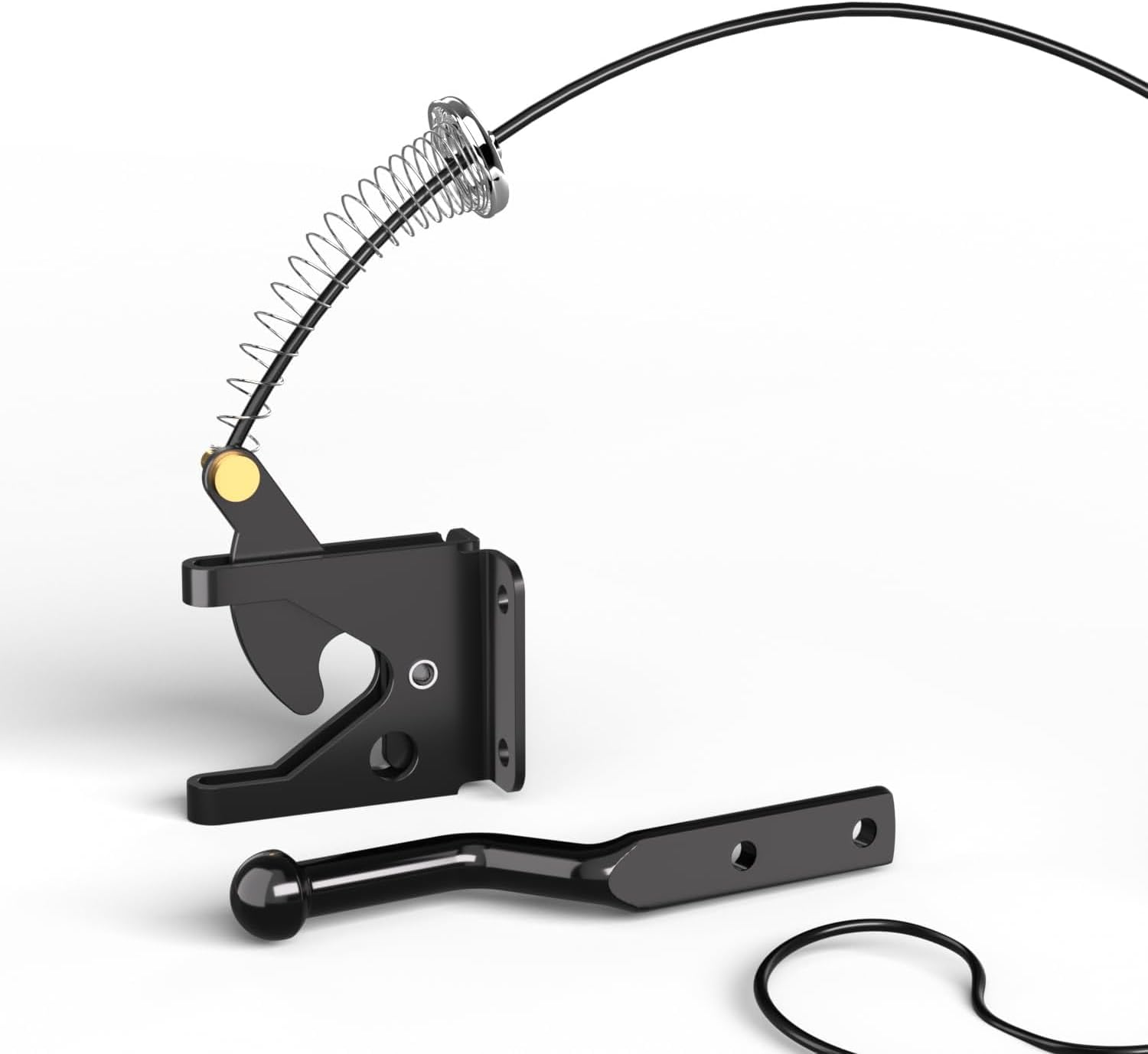 Gate Latch with Spring Cable Pull for Wooden and Metal Fence - Carbon Steel, Durable, Black Finish - Secure Lock for Outdoor Use - Easy Installation by Haheihei image number 1