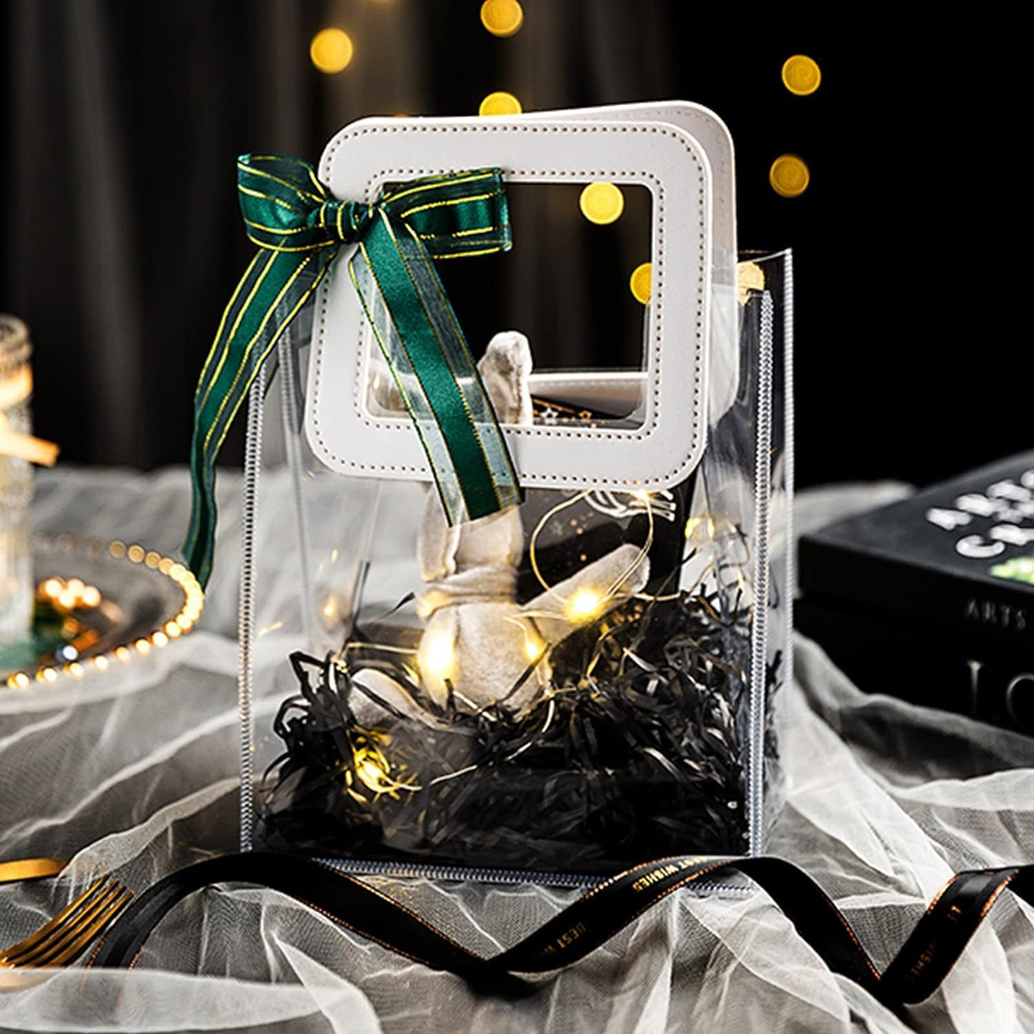 200G Crinkle Cut Paper Shred Filler for Gift Wrapping & Basket Filling, Shredded Paper for Gift Box, Crinkle Paper for Packaging (Black)