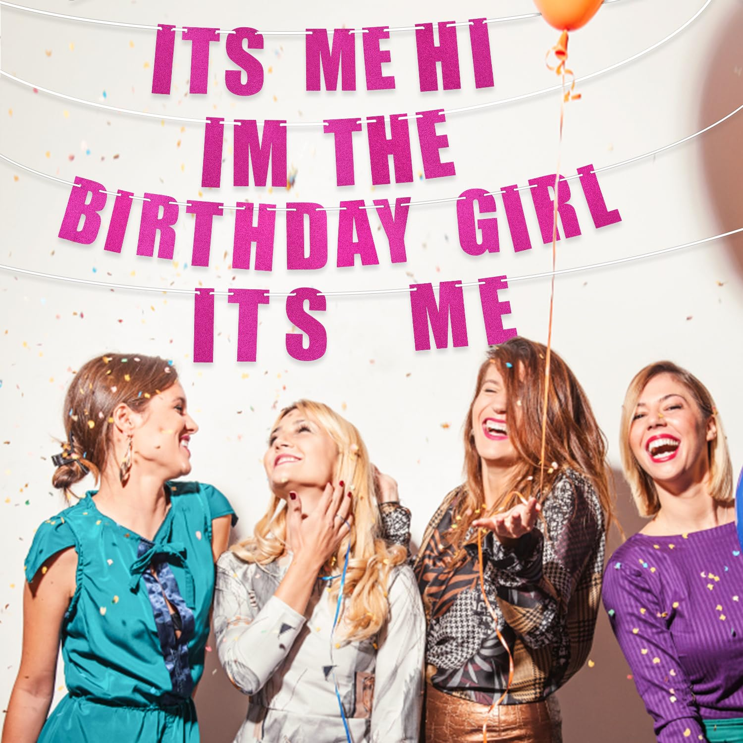Pre-Strung It'S Me Hi I'M the Birthday Girl It'S Me Banner, Hot Pink Birthday Party Decorations Glitter Singer Party Garland Backdrop image number 1