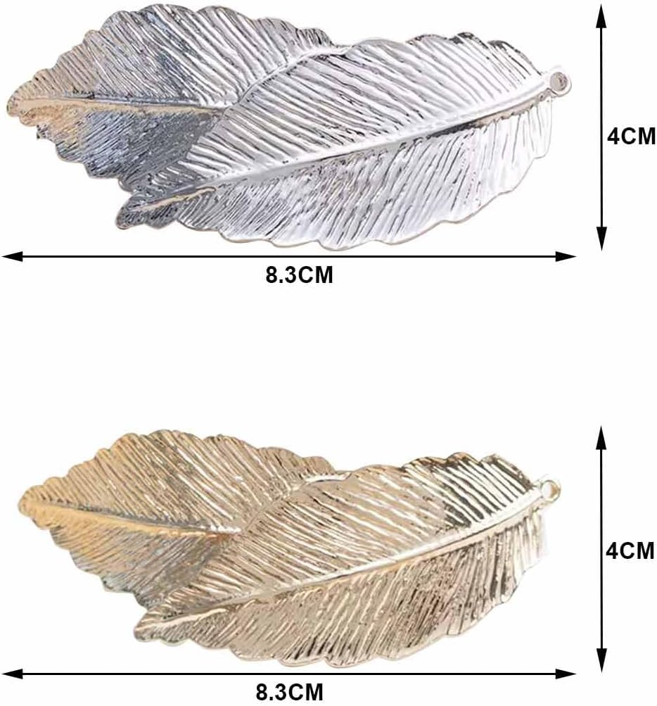 Pack of 2 Vintage Leaf Hair Clips, Gold Silver Metal Hair Clips, Alloy Leaf Hair Clips, Simple Leaf Hair Clips, Delicate Hair Clips for Women and Girls, Hair Accessories image number 3