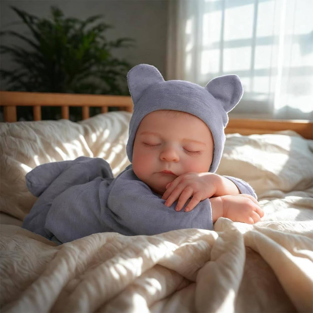 TKYFOYS Realistic Sleeping Baby Doll, 18 Inches Reborn Baby Dolls Boy Handmade Washable Reborn Babies Soft Vinyl Body, Reborn Baby Doll Looks like a Real Baby (Closed-Eyes Boy)