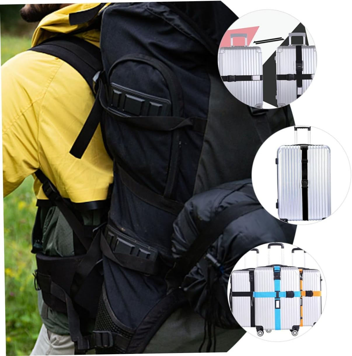 TEMPNAP 5Pcs Adjustable Black Suitcase Belts with Combination Lock Luggage Straps for Travel Suitcases Packing and Securing Baggage image number 5