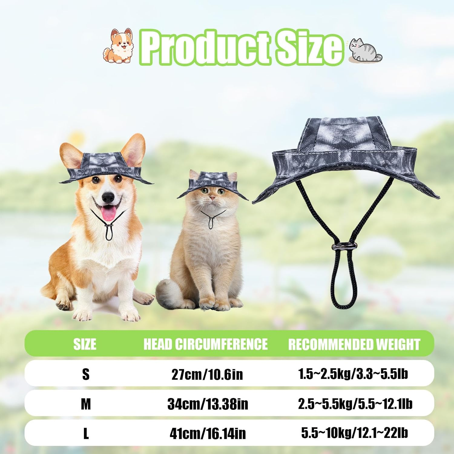 Dog Sun Hat,1Pc Adjustable Princess Dog Bucket Hat with Ear Holes,Round Brim Dogs Visor Cap Pet Fisherman Hat for Pupies Small Dogs Cat Outdoor Sport (Black, Small) image number 6