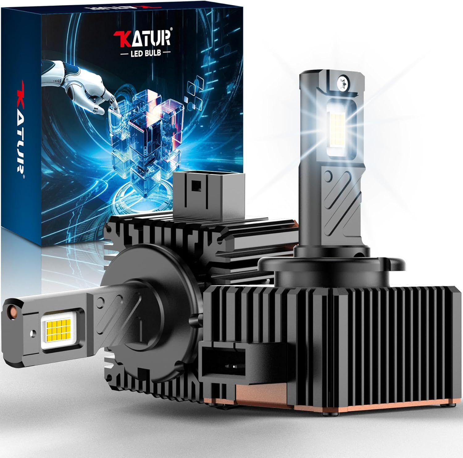 D1S D1R LED Bulbs 800% Brightness, 30000LM 6500K Xenon White 1:1 Size Plug and Play D1S LED Headlight Bulbs, Pack of 2 image number 2