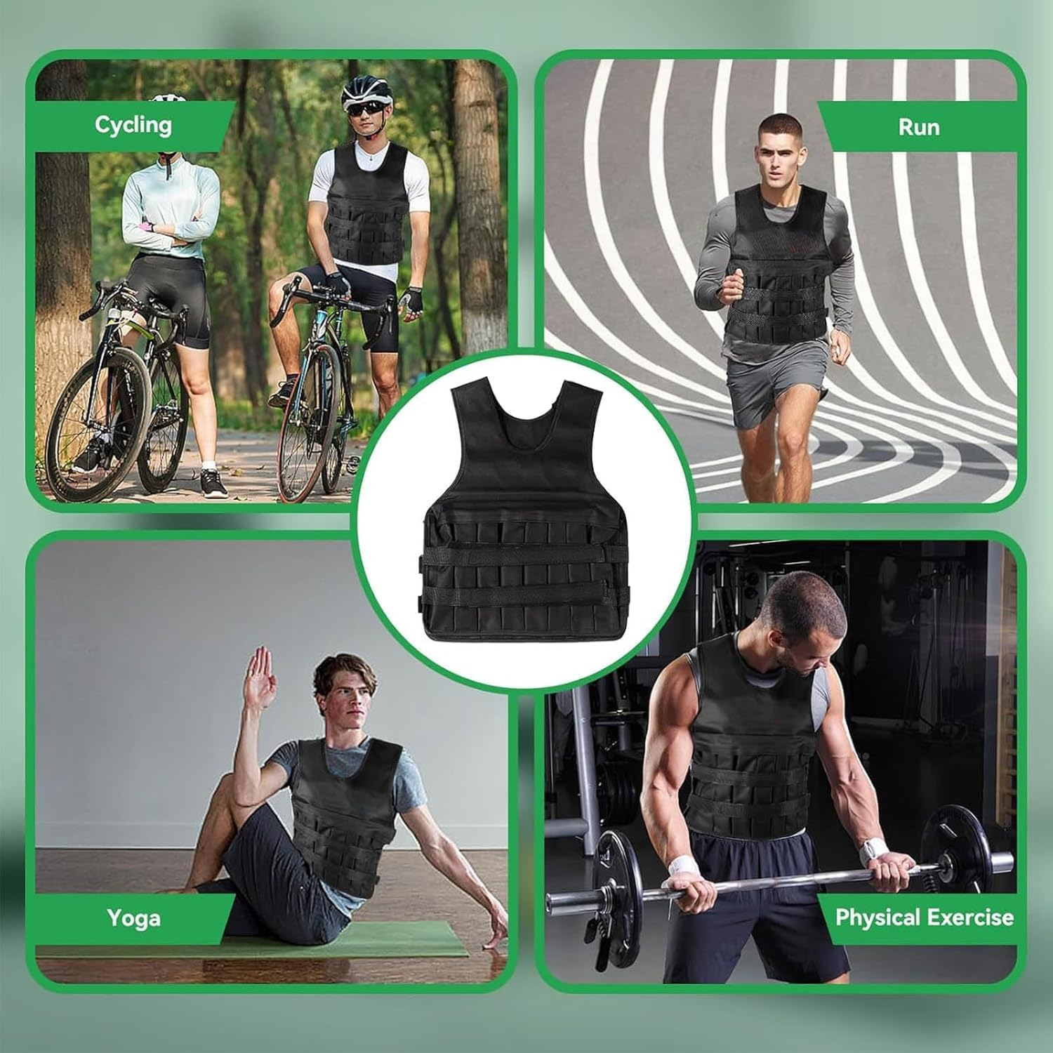Adjustable Weighted Vest for Women Men 5Kg 8Kg 10Kg 15Kg 20Kg, Weight Workout Vest for Strength Training, Running, Fitness, Walking, Weight Loss, Training, Weightloss - 10Kg-Black image number 1