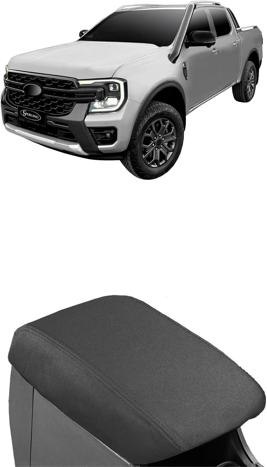 For Ford Ranger PX 2011-2022 Sperling Custom Charcoal Canvas Charcoal Car Console Cover