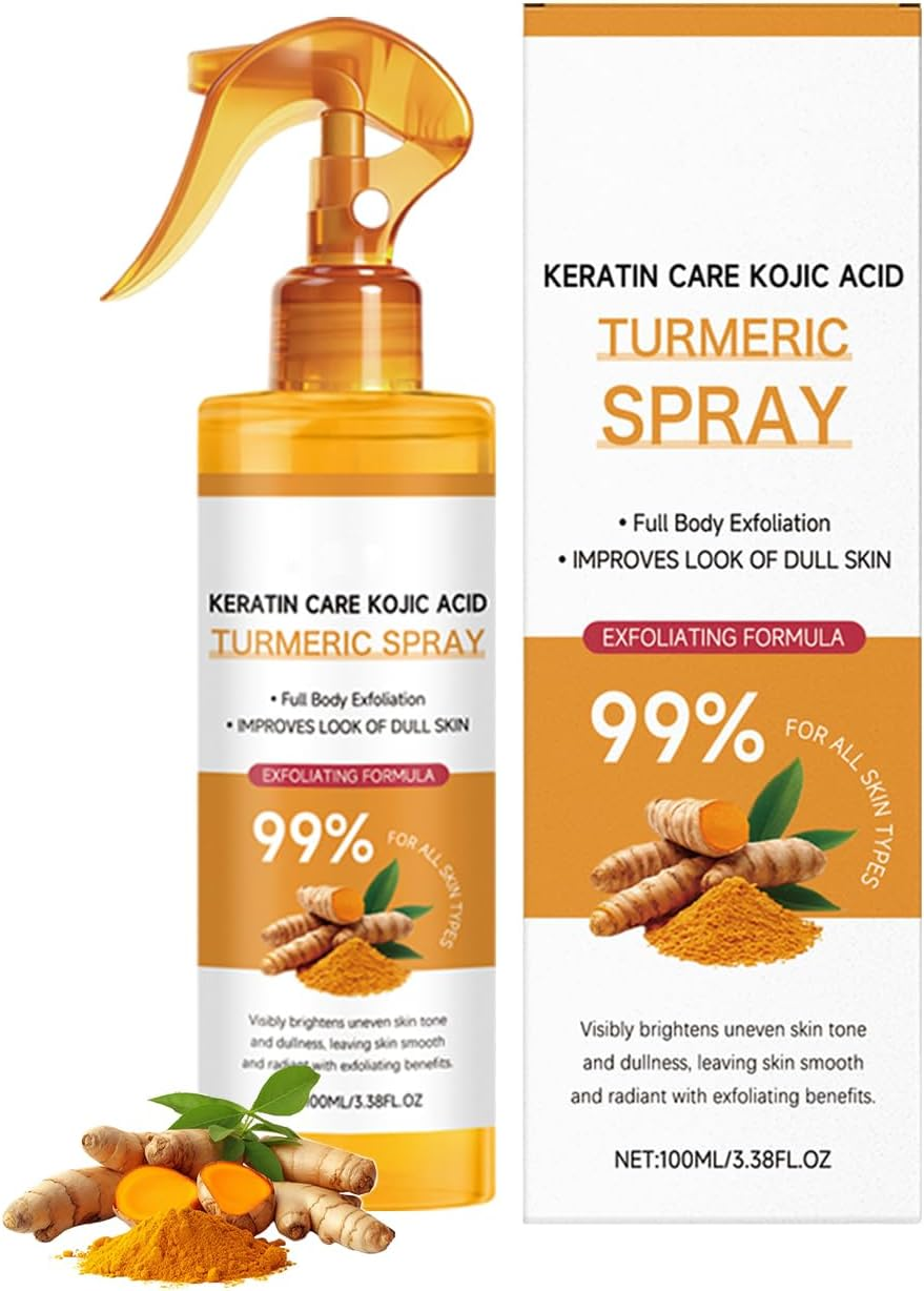 Peel Shot Keratin Care Turmeric Spray, Turmeric Exfoliating Spray with Retinol, Gentle Moisturizing, Nourishes the Skin, for Face and Body, Peeling Solution Skincare All Skin Types (6PCS)