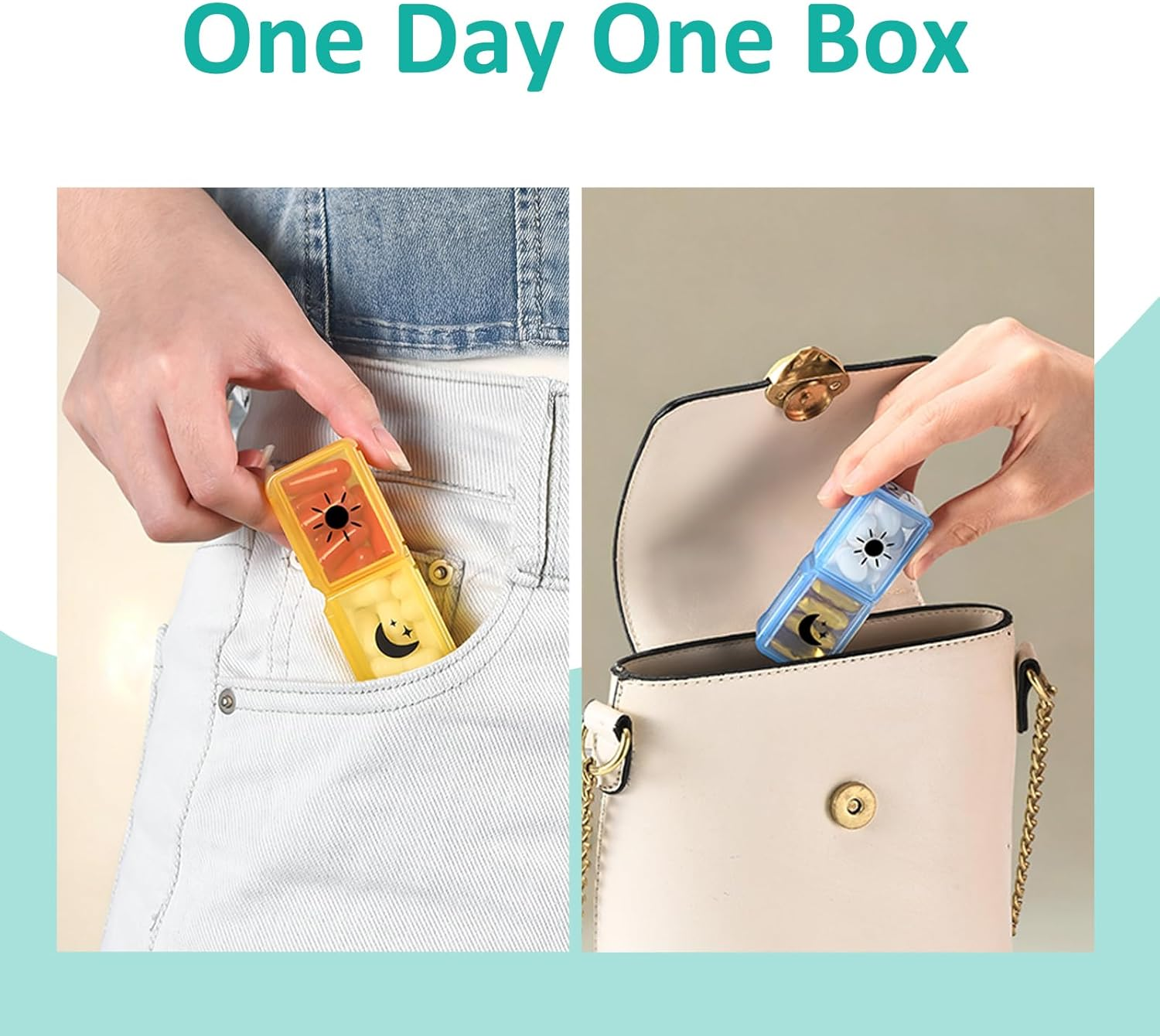 Fullicon Monthly Pill Organiser 2 Times a Day, 30 Day AM PM Pill Box & Medicine Organiser with 32 Large Removable Cases for Vitamins & Travel (Rainbow White)