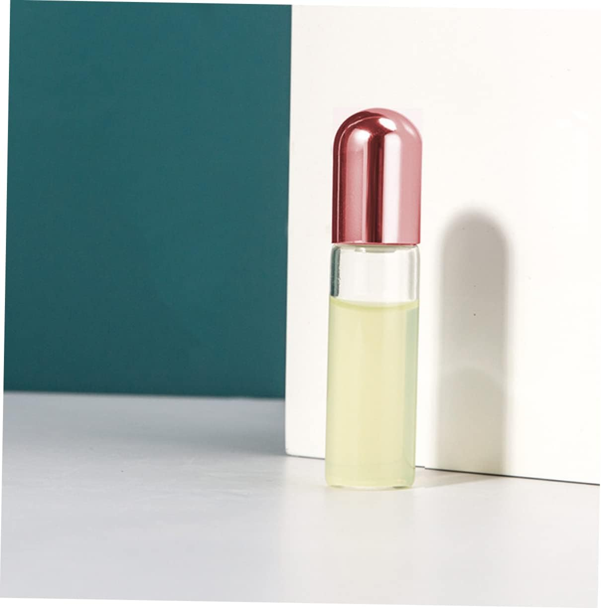 FOMIYES 5Ml Rose Gold Cap Glass Roller Bottles Set of 10 Refillable Essential Oil Roll on Bottles Stainless Steel Balls for Travel Aromatherapy - Golden image number 4