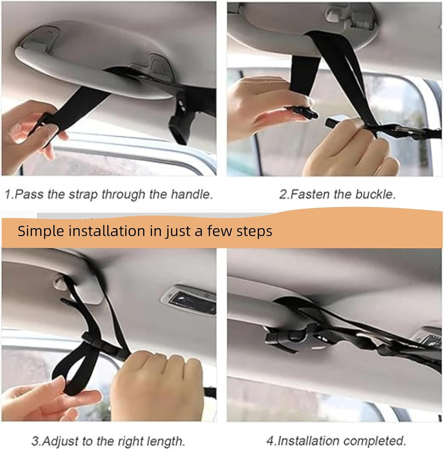 SUV Ceiling Cargo Net Pocket, Adjustable Double Large Car Ceiling Storage Net with 2 Seat Hooks, Mesh Car Roof Organizer Long Trip Storage Bag for SUV Long Trip Camping (Black) image number 3