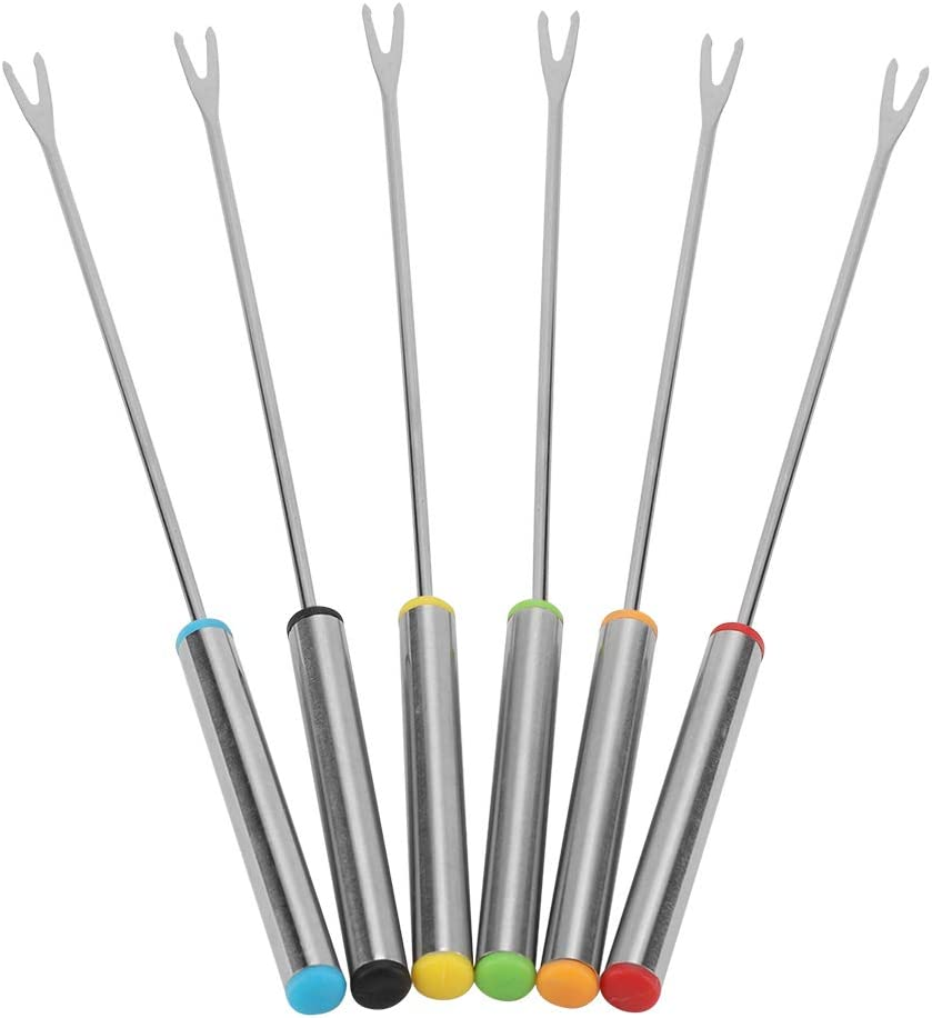 6Pcs/Set Barbecue Fondue Forks Stainless Steel Chocolate Cheese Dessert Fondue Pot Forks Fruit BBQ Meat Kitchen Tool Tableware image number 4