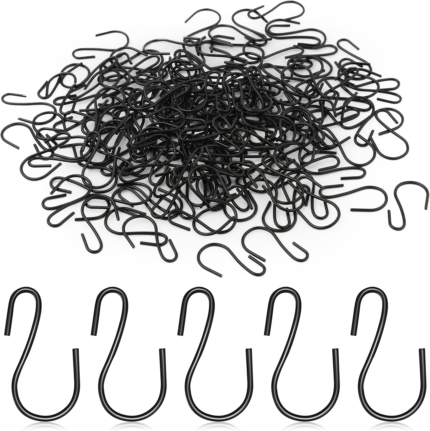 120Pcs 1 Inch Mini S Hooks for Hanging, S Shaped Hooks Small S Hooks Metal Mini Ornament Hooks for Crafts Jewelry Hanging Pot Plants (Black) image number 2