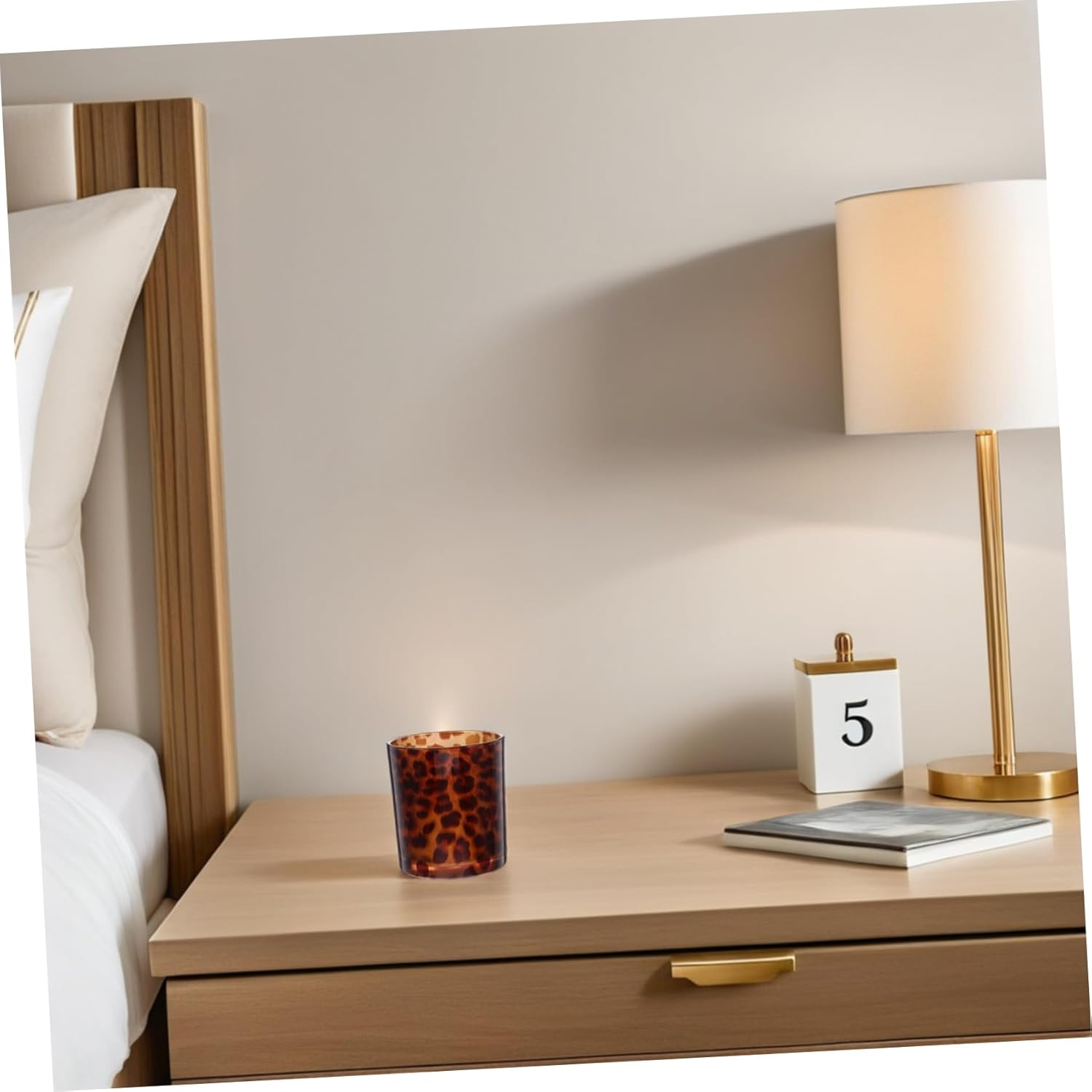 CORHAD Leopard Print Glass Candle Holder Stylish Decorative Cup for Home for Valentine Day Celebrations for Living Room and Kitchen Use