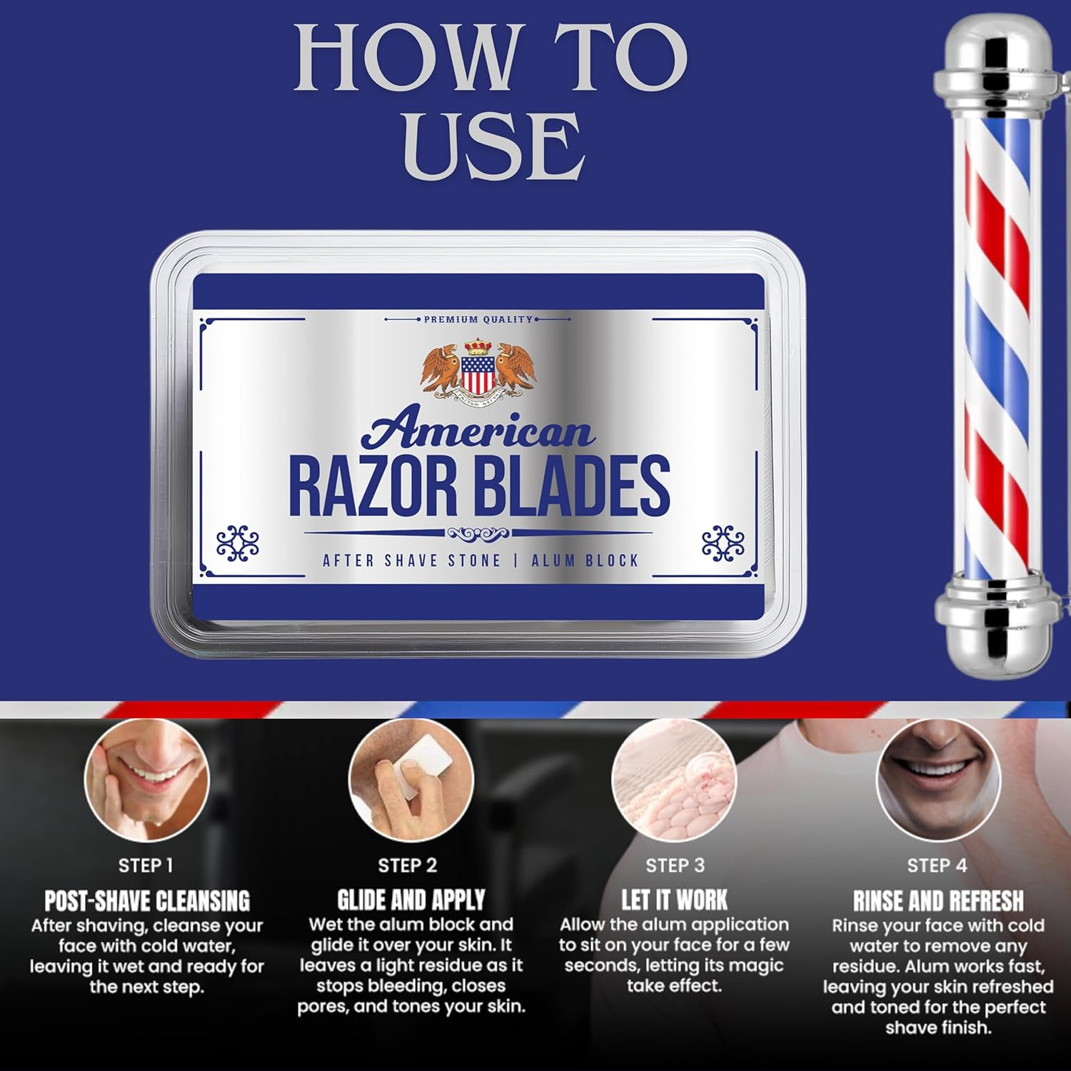 American Razor Blades Alum Block Aftershave Solution for Shaving Razor Burn Relief in Plastic Case 3.53 Oz. 100Gr. image number 6