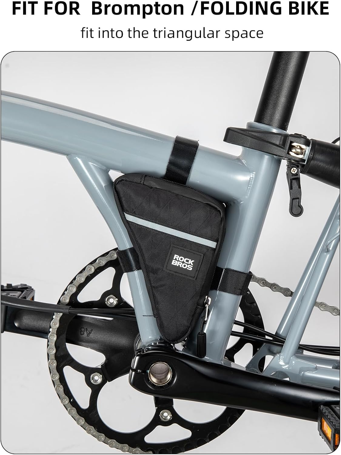 ROCKBROS Bike Frame Pouch Triangle Bike Pouch - Waterproof Small Bicycle Accessories for Boys Girls Men Women (Black) - Army Green image number 4