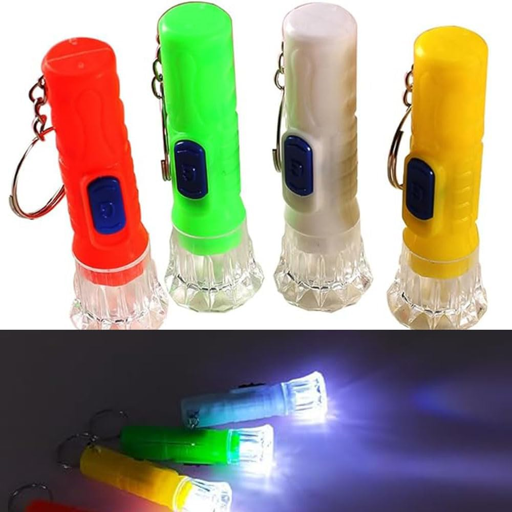 4 Pieces Mini Flashlight Keychain Bulk Assorted Colors Torch Keyring Flashlights LED Keychain Flashlights Small Keychain Light Hiking Camping Christmas Party Favors