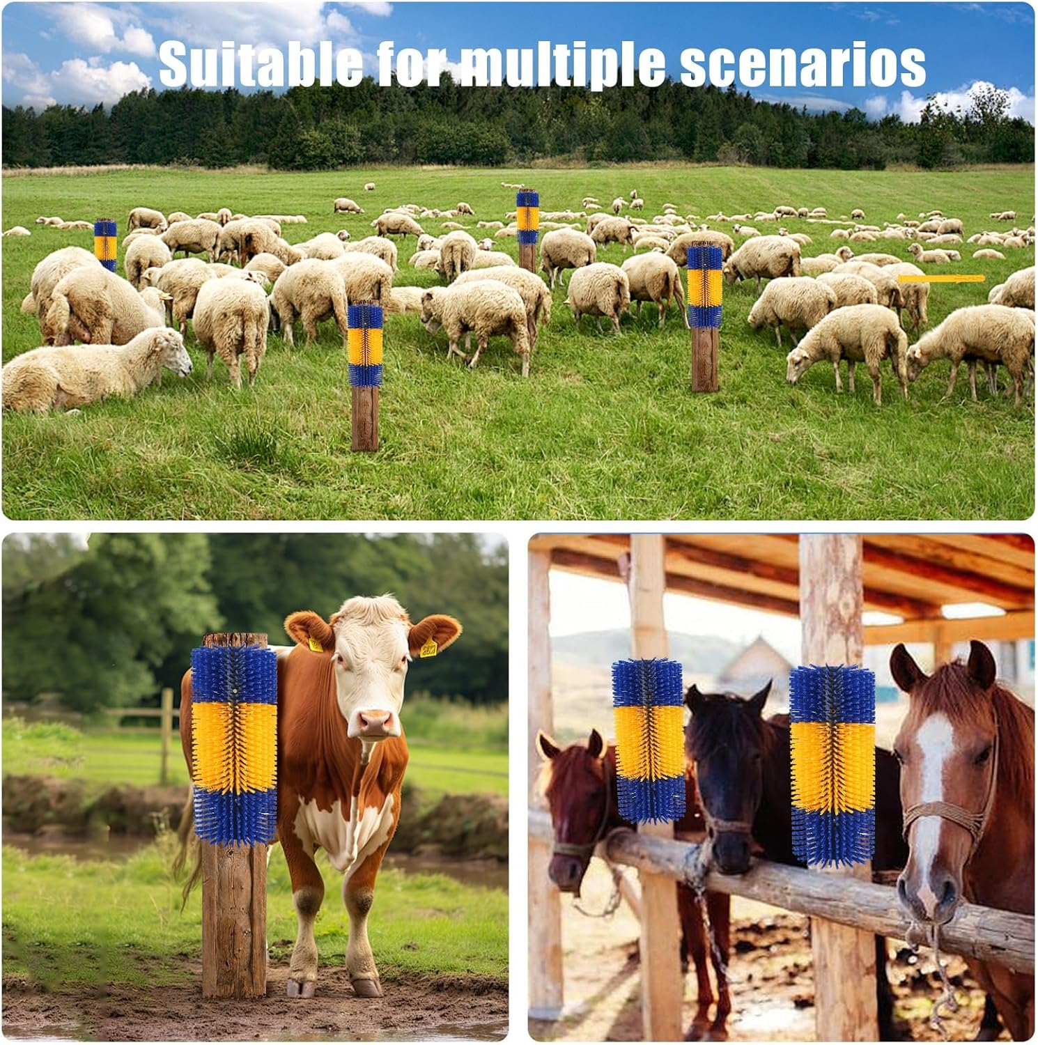 2PCS Livestock Scratching Brush, Cow, Horse, Goat, Yellow, Animal Back Scratching Brush image number 2