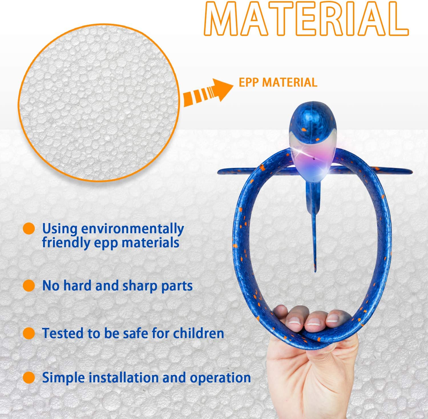 2 Pack LED Light Airplane, 17.5" Large Throwing Foam Plane, 2 Flight Mode Glider Plane, Flying Toy for Kids, Gifts for 3 4 5 6 7 Year Old Boy, Outdoor Sport Toys Birthday Party Favors Foam Airplane image number 4