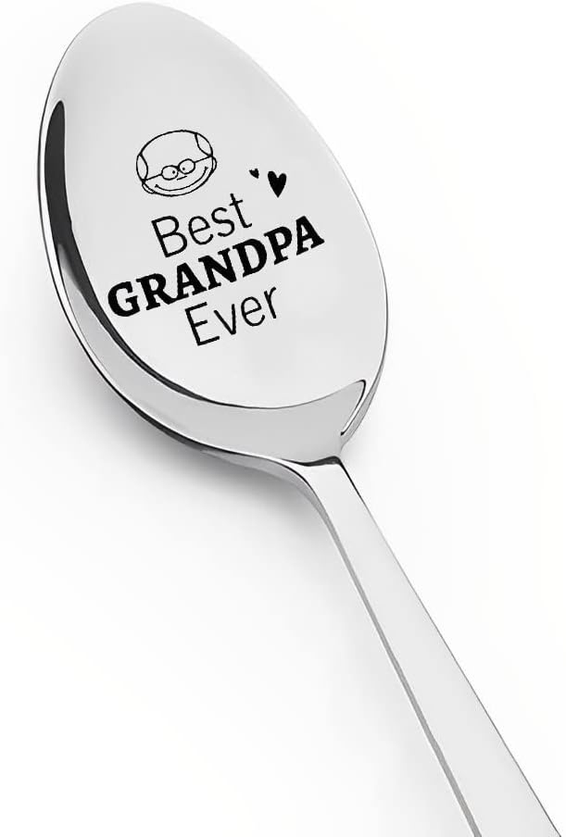 Fathers Day Birthday Gifts Spoon for Grandpa Grandfather Best Grandpa Ever Spoon Gifts for Papa Christmas Day Present Granddad Granddaddy Coffee Spoons Gift from Grandson Grandaughter image number 1