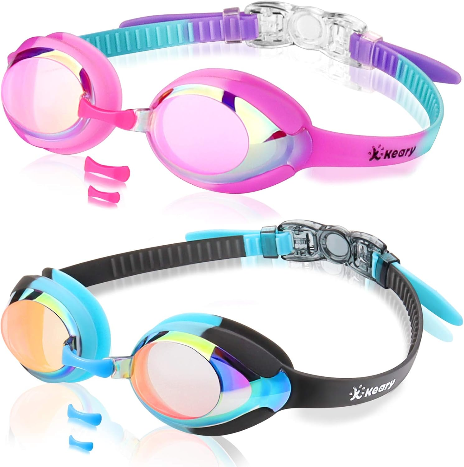 Keary Kids Swim Goggles for Toddler Kids Youth(3-12),Anti-Fog Waterproof Anti-Uv Clear Vision Water Pool Goggles