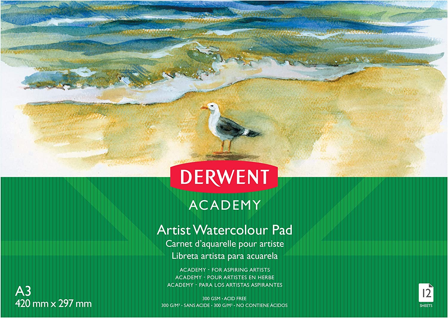 DERWENT(R) Academy Artist Watercolour Pad, Landscape A3 12 Sheets image number 1