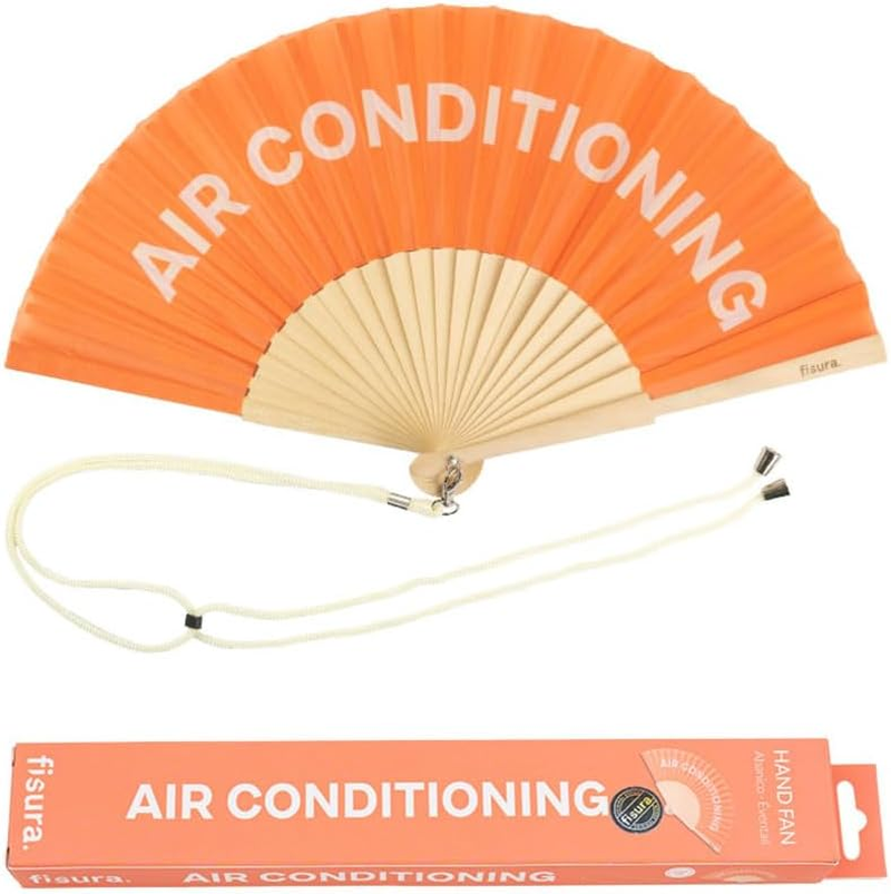 Fisura - Original Handheld Folding Fan with Message"I&rsquo;M Hot". Gradient Wooden Fan. Original Holding Hand Fans. Birthday Gifts Wedding Party Decoration. Fan with Hanger Included