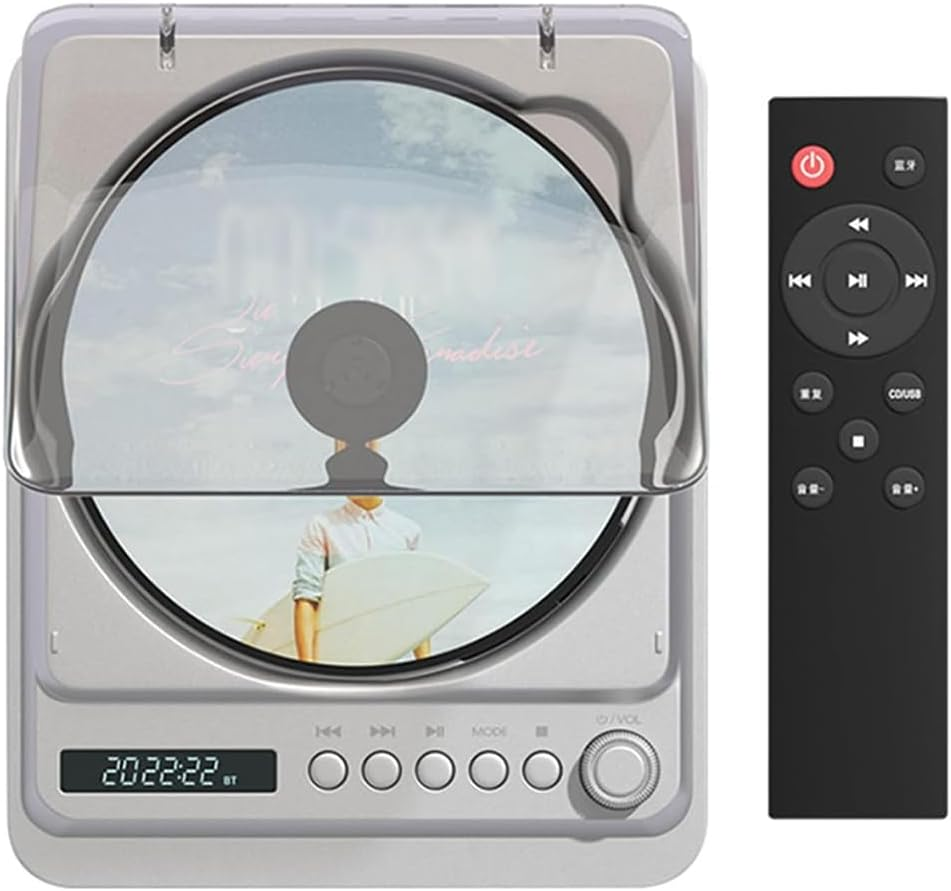 Retro Compact Disc Player, Portable Desktop CD Music Speaker, Rechargeable Home Music Audio, Remote Control, Support AUX in Cable & USB, for Sports, Study, Work B