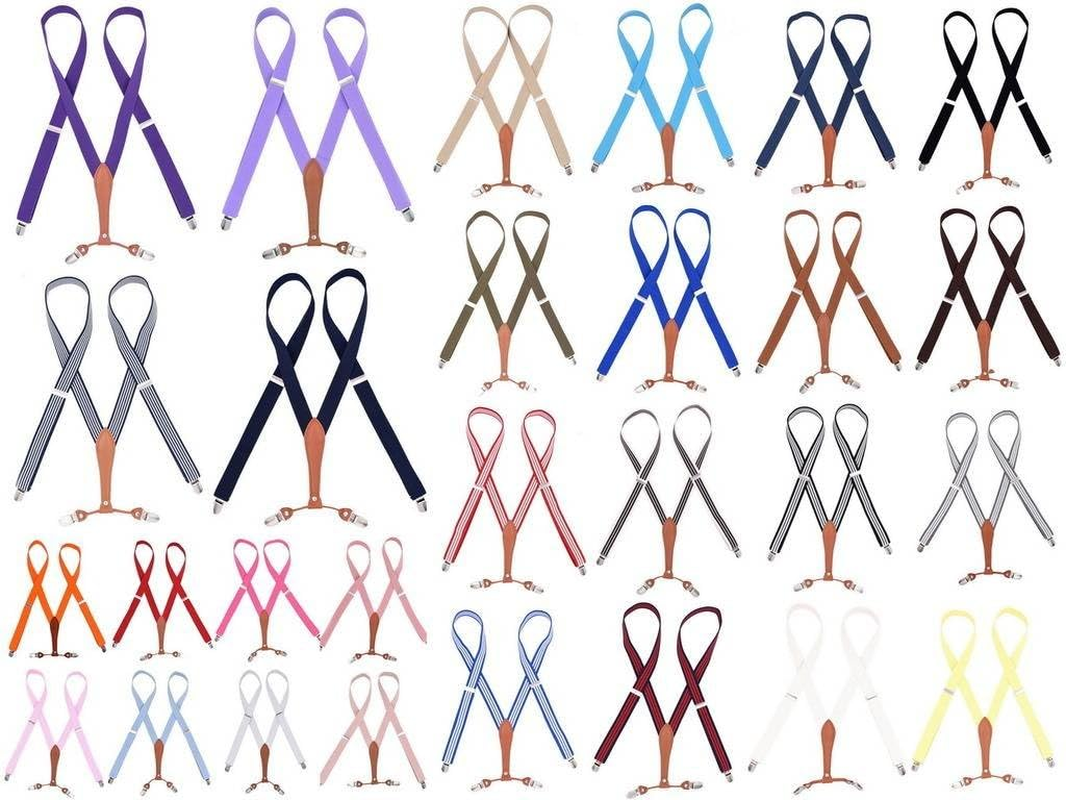 Bigood 25MM Adult Mens Lengthen Elastic Adjustable Braces Suspenders with 4 Clips image number 3