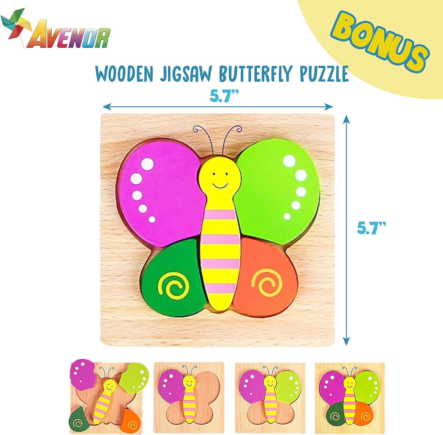 Avenor Teaching Time Clock Shape Sorting Number Blocks Early Learning Wooden Educational Toy for Kids image number 3