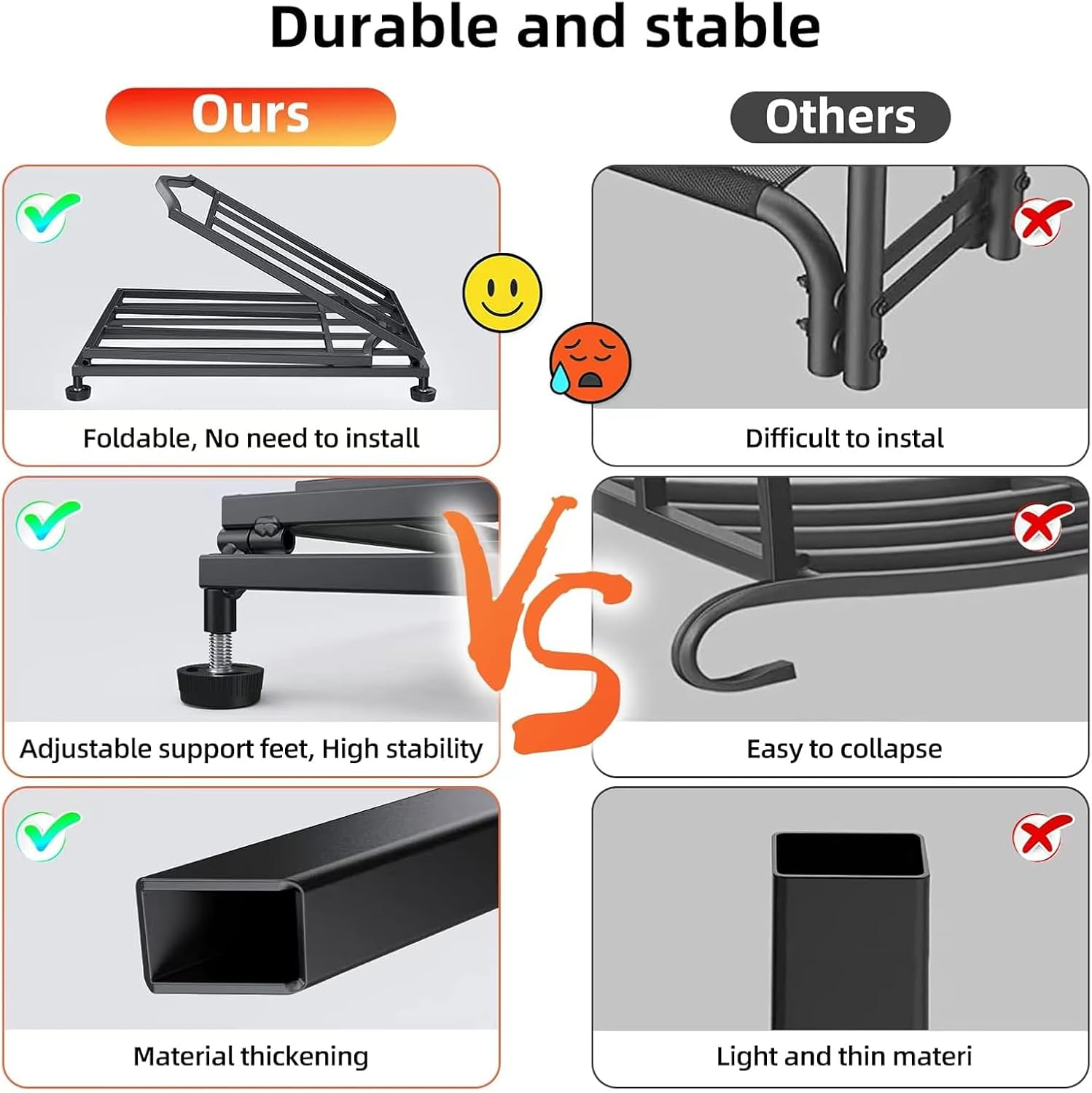 Cozioz Folding Firewood Rack - Indoor/Outdoor Metal Log Holder for Fireplace & Fire Pits (Space-Saving Design) image number 4