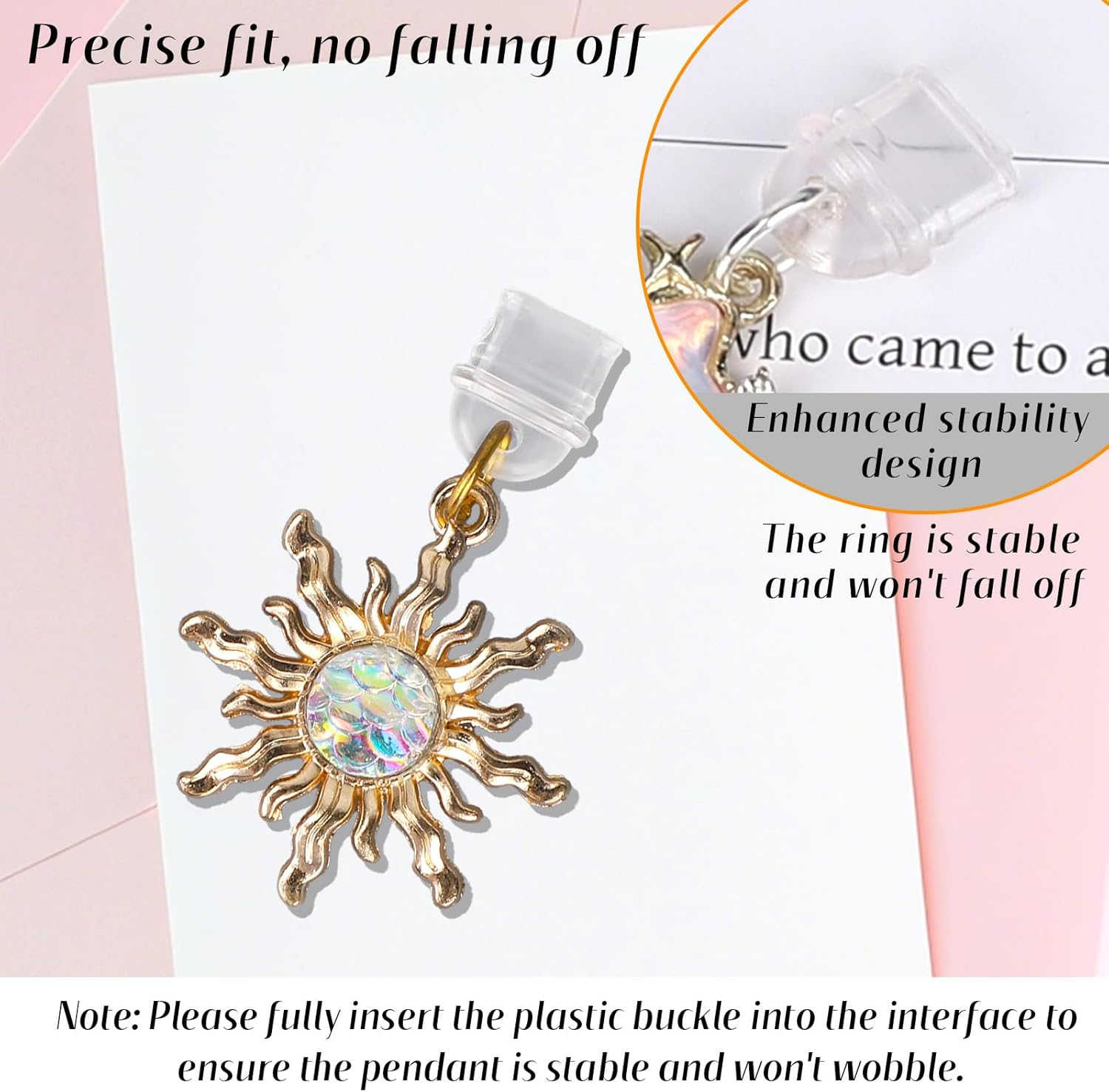 8Pcs Aesthetic Dust Plug Charms, Vintage Fantasy Star Moon Sun Heart Butterfly Pendant Y2K Type C & USB-C Charging Port Covers for E-Reader Smart Phone image number 3