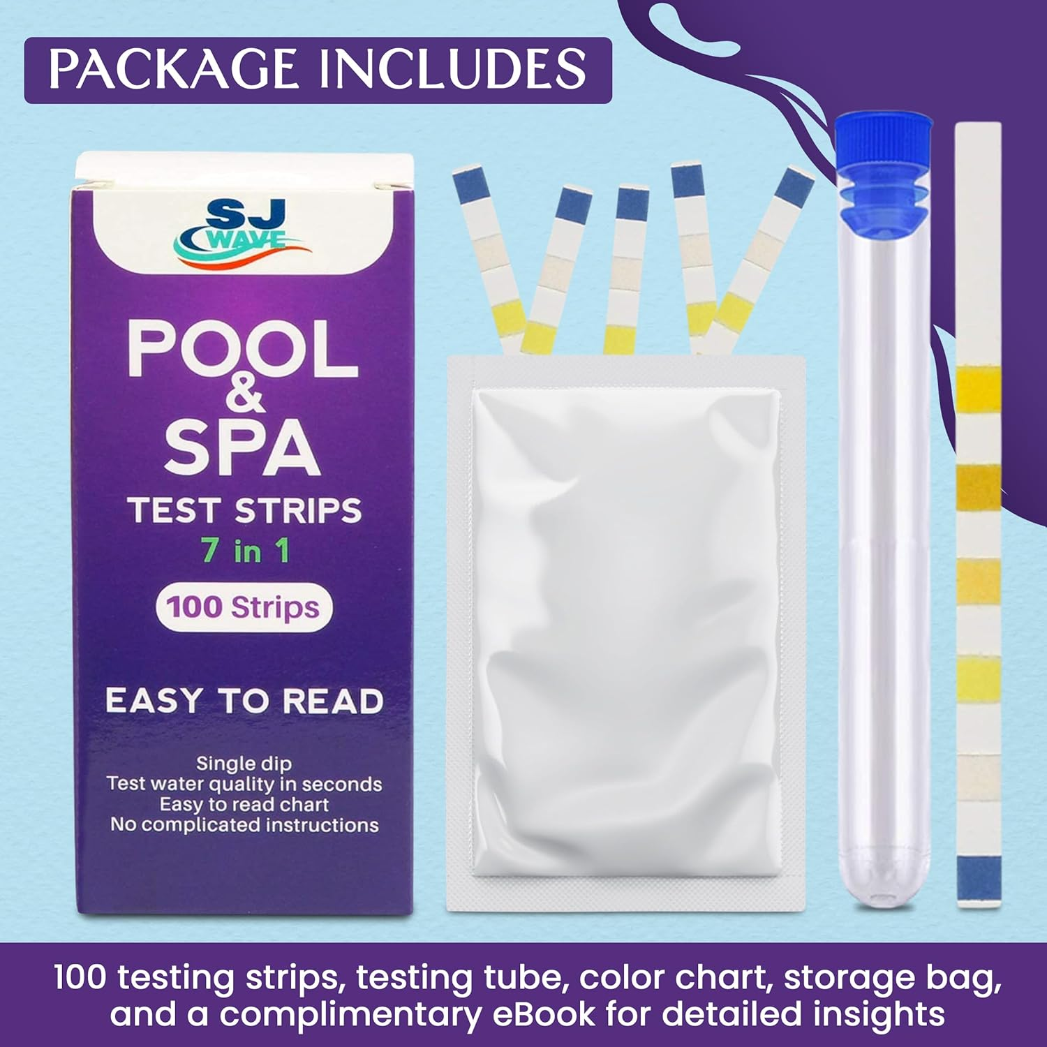 Pool & Spa Hot Tub Test Strips - 7 in 1 Pool & Spa Test Strips for Hot Tub Detects Ph, Chlorine, Bromine, Hardness, Alkalinity, Cyanuric Acid | Ph Test Strips | 100 Pool Testing Strips image number 4