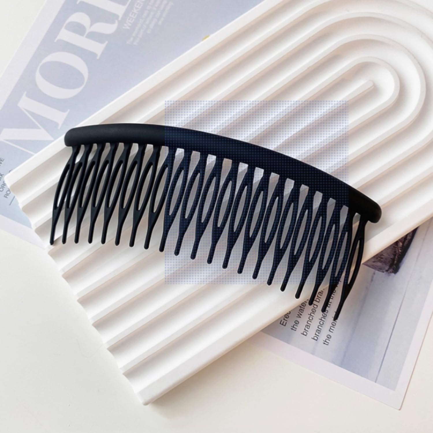 Hair Combs, 2 Pieces Plastic Side Hair Comb Slides French Twist with Teeth for Fine Hair Accessories for Women Girls Black image number 6