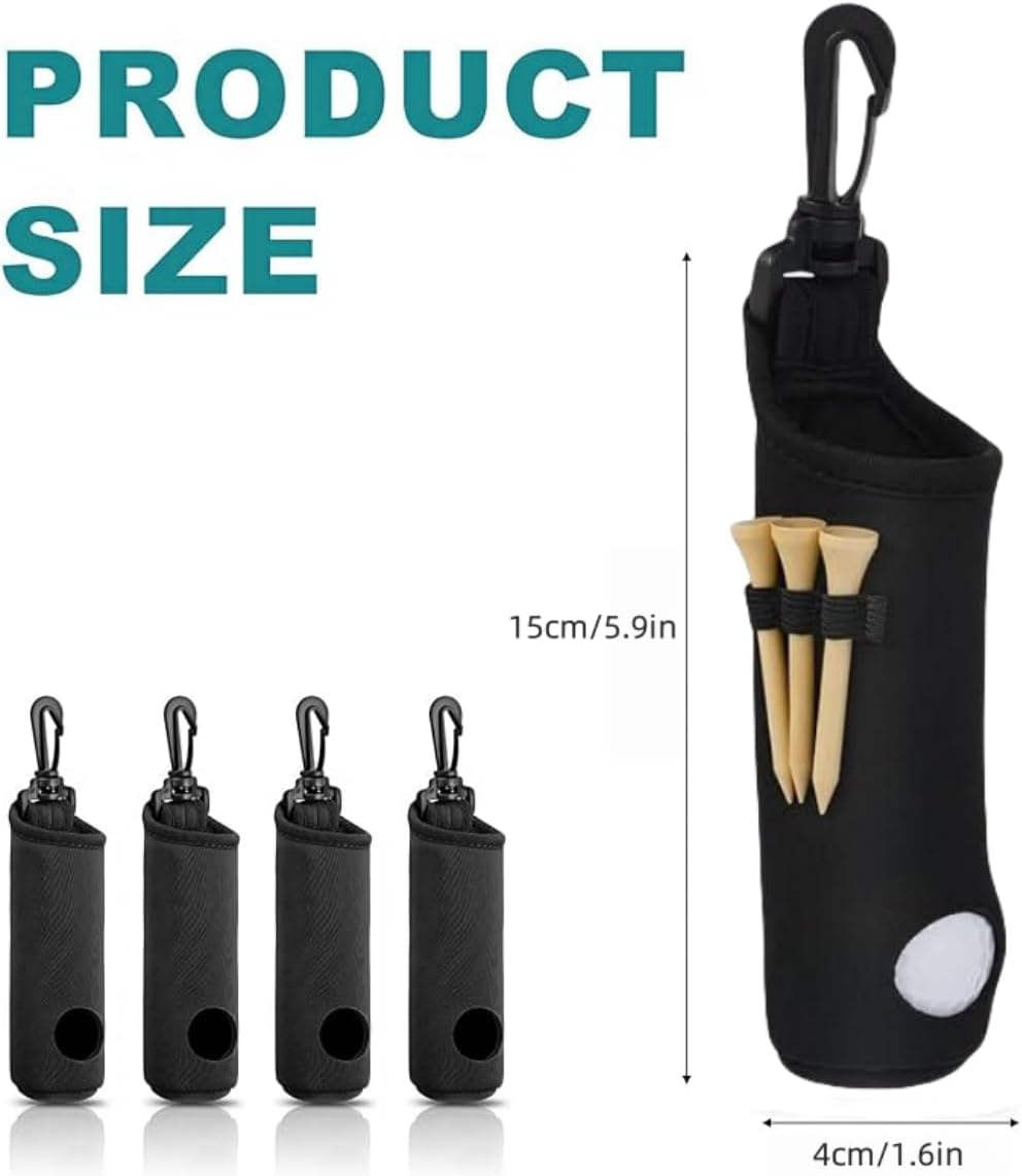 4 Pcs Golf Ball Tee Holder, Pouch Neoprene Golf Ball Pouch, Lightweight Portable Golf Ball Holder,Golf Tee Utility Bag, Golf Ball Carry Bag with Belt Clip, for Women Men Club image number 5