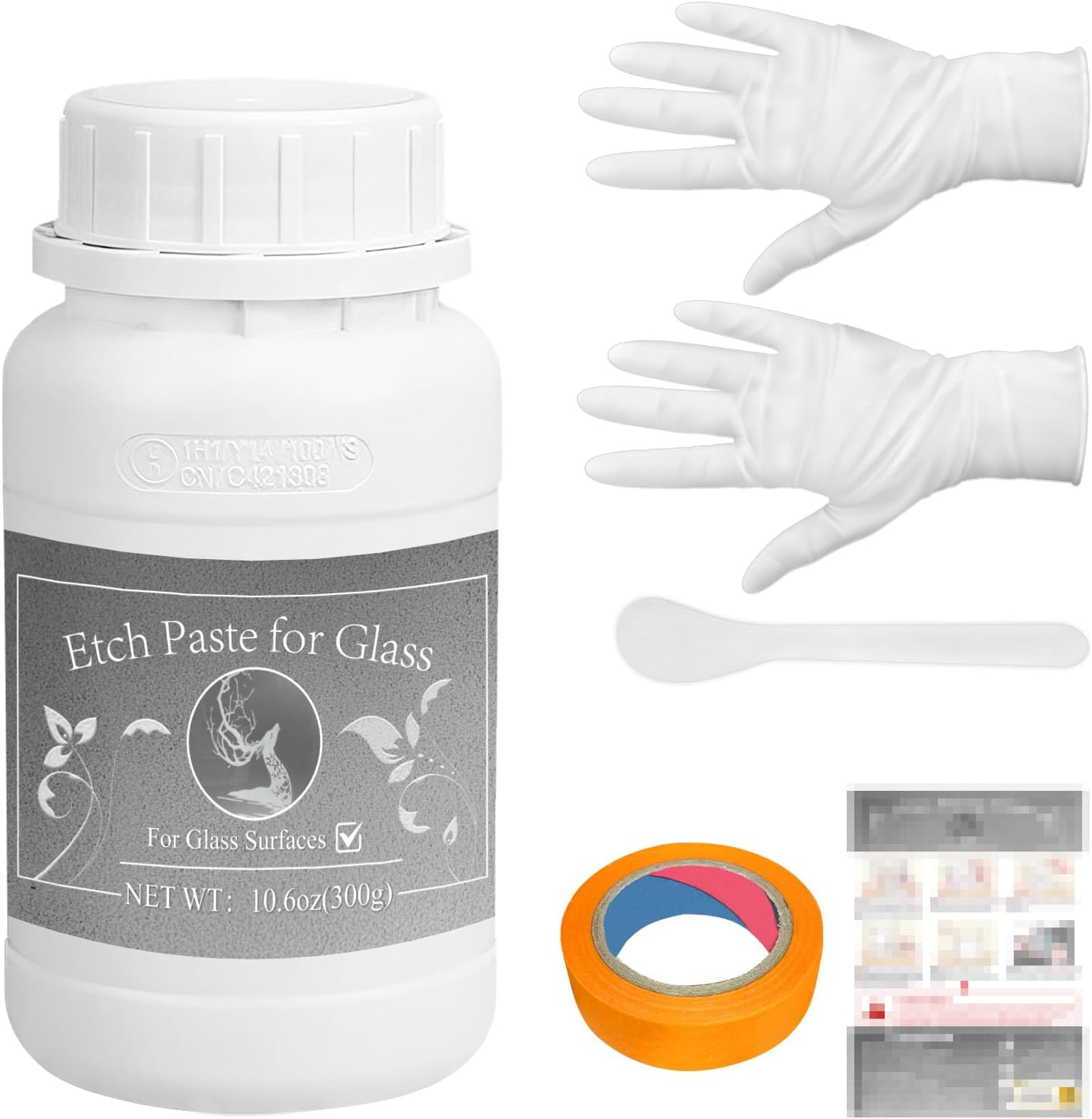 300G Glass Etch Paste Kit, Etching Paste for Glass Creates a Variety of Beautiful Designs on Glass Surfaces, Etch Gel Is Suitable for Glass Windows, Glass Cups and Other Glass Surfaces image number 3